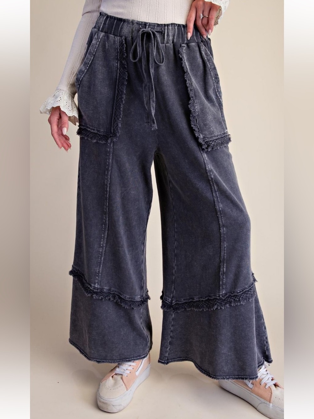 389 EASEL WIDE LEG WASHED TERRY PANTS